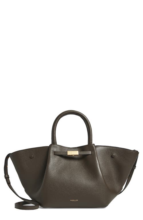 Demellier New York Leather East/west Midi Tote In Green