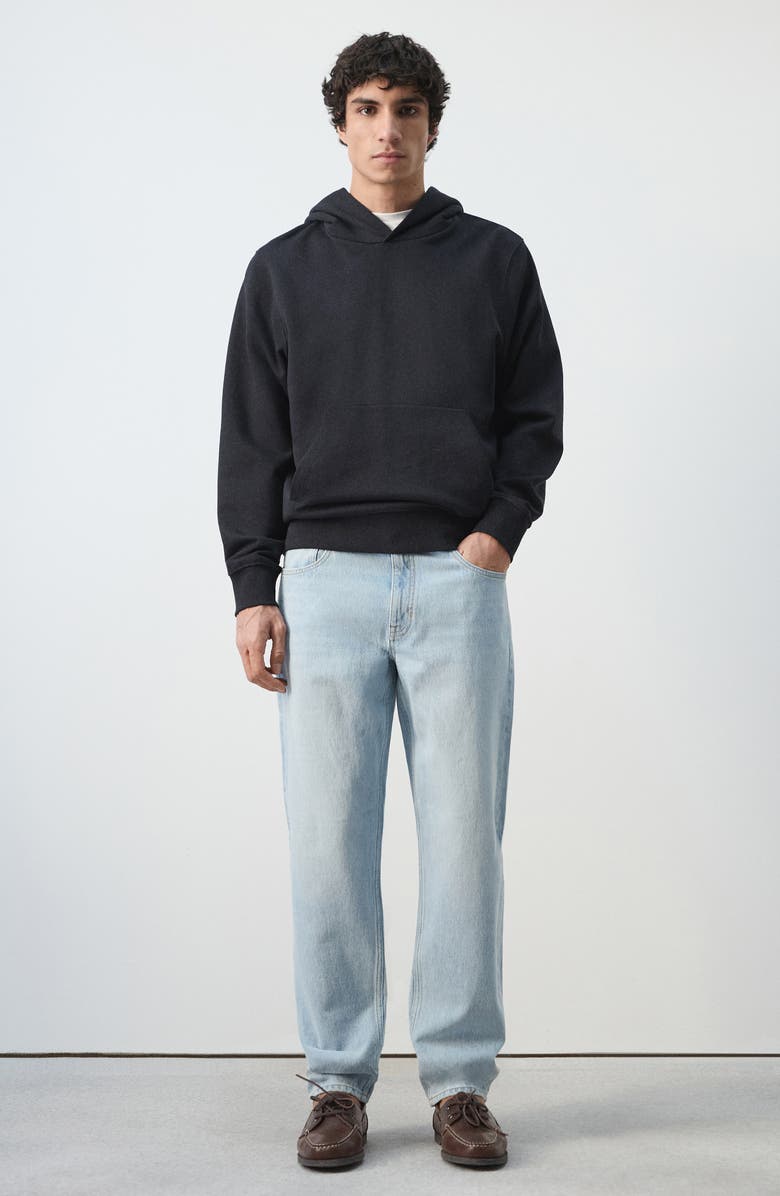 MANGO Regular Fit Cotton Fleece Hoodie, Alternate, color, Navy