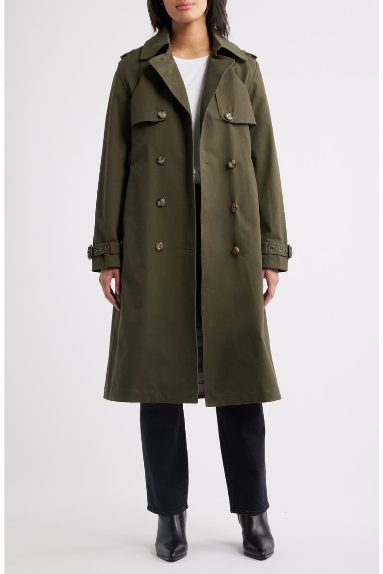 Belted Stretch Cotton Trench Coat, Alternate, color, HERITAGE KHAKI