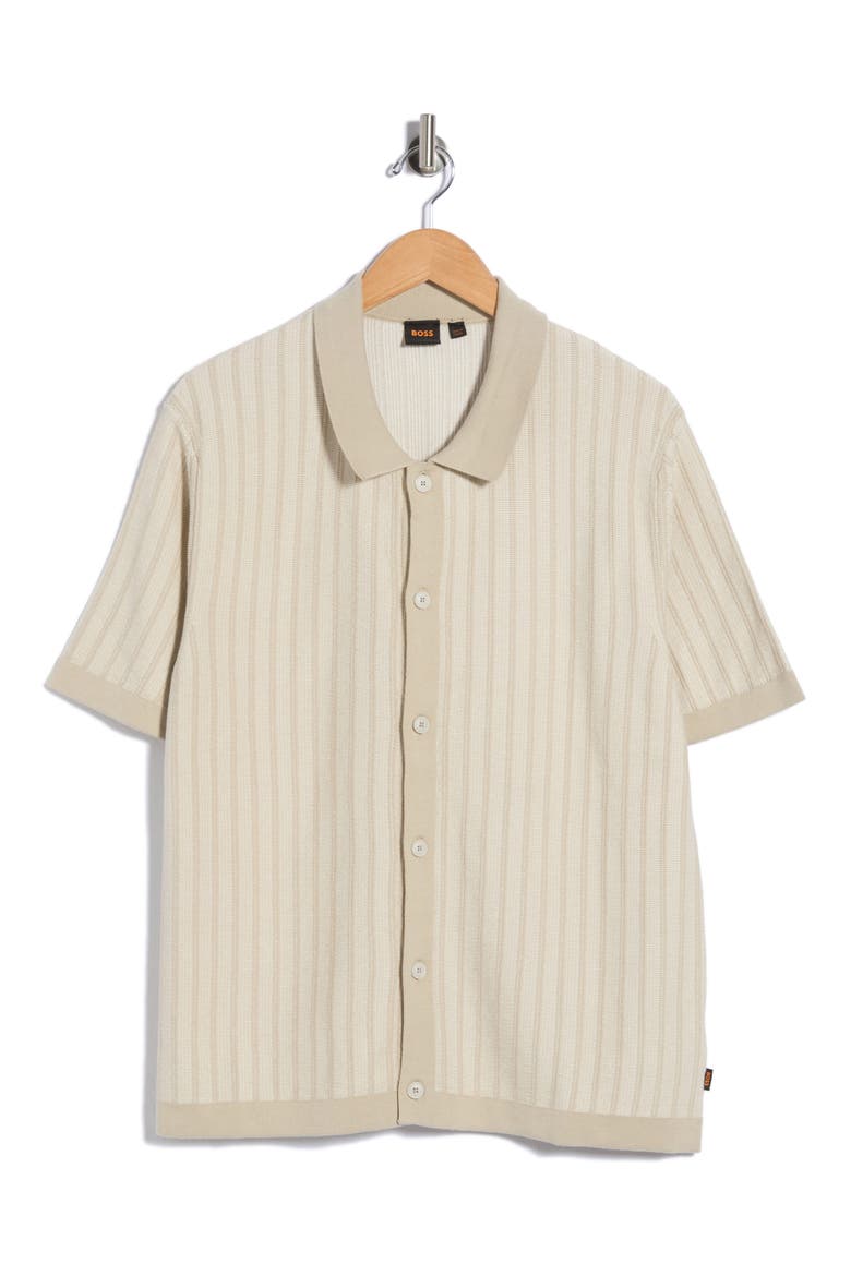Kodd Stripe Cotton Polo, Main, color, LIGHT BEIGE