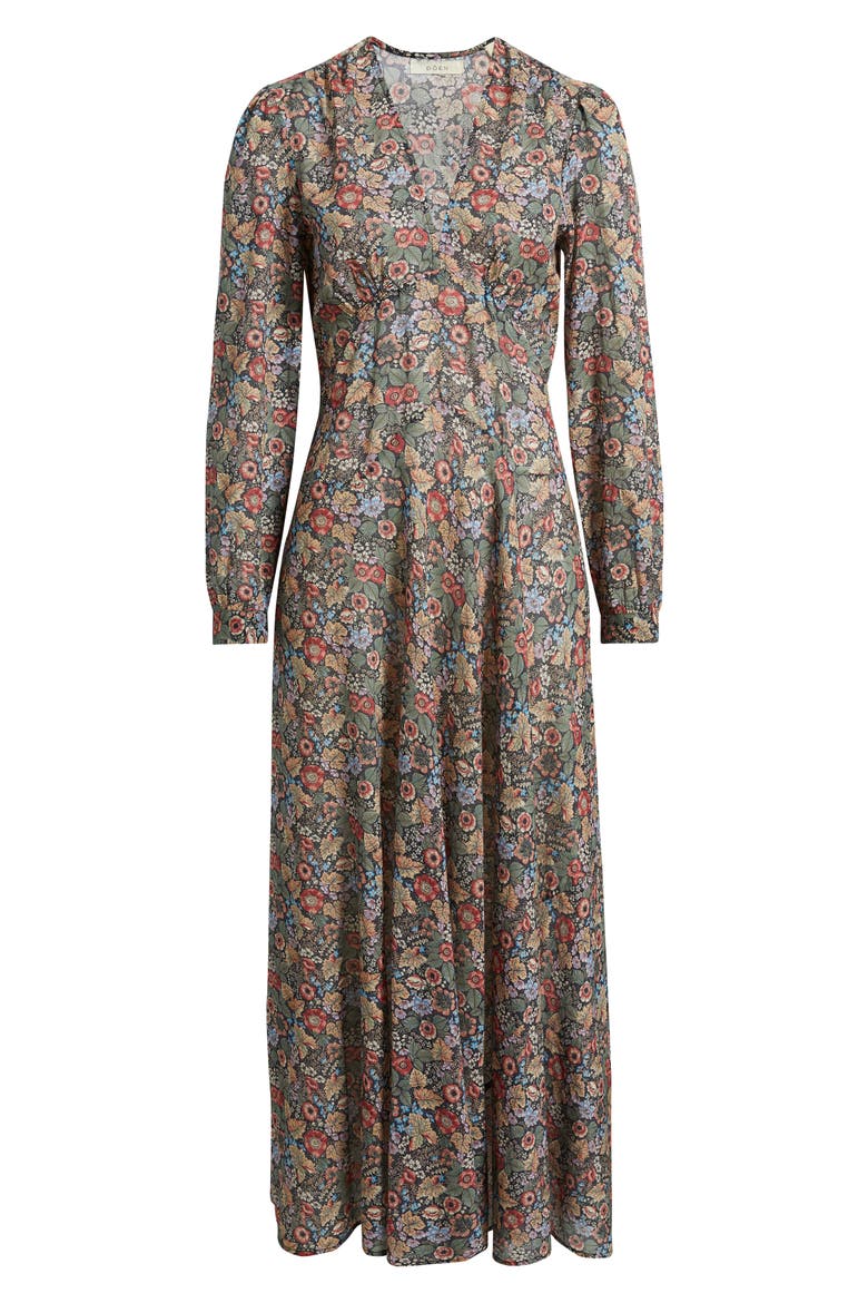 Charleston Floral Long Sleeve Cotton Maxi Dress, Alternate, color, WILD BERRY THICKET
