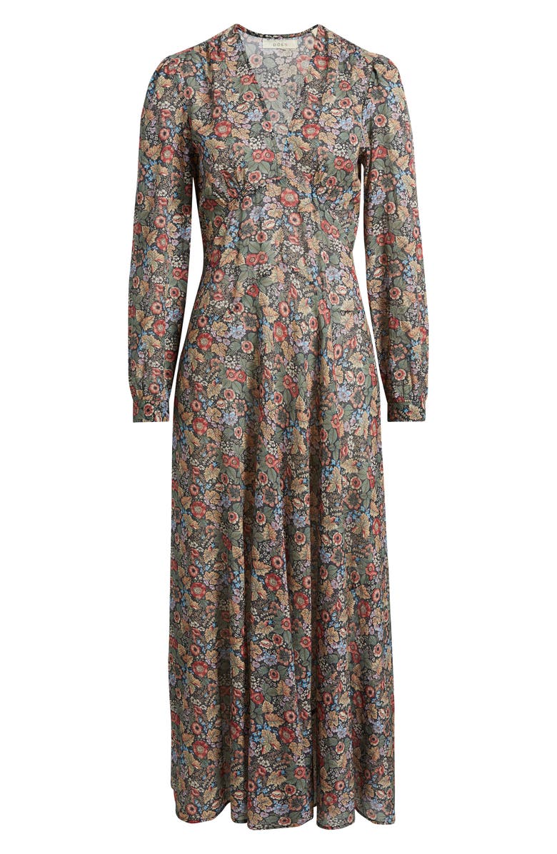 DÔEN Charleston Floral Long Sleeve Cotton Maxi Dress, Alternate, color, Wild Berry Thicket