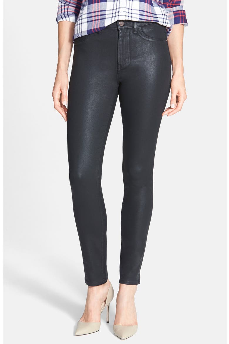 Treasure&Bond Skinny Coated Jeans, Main, color, BLACK