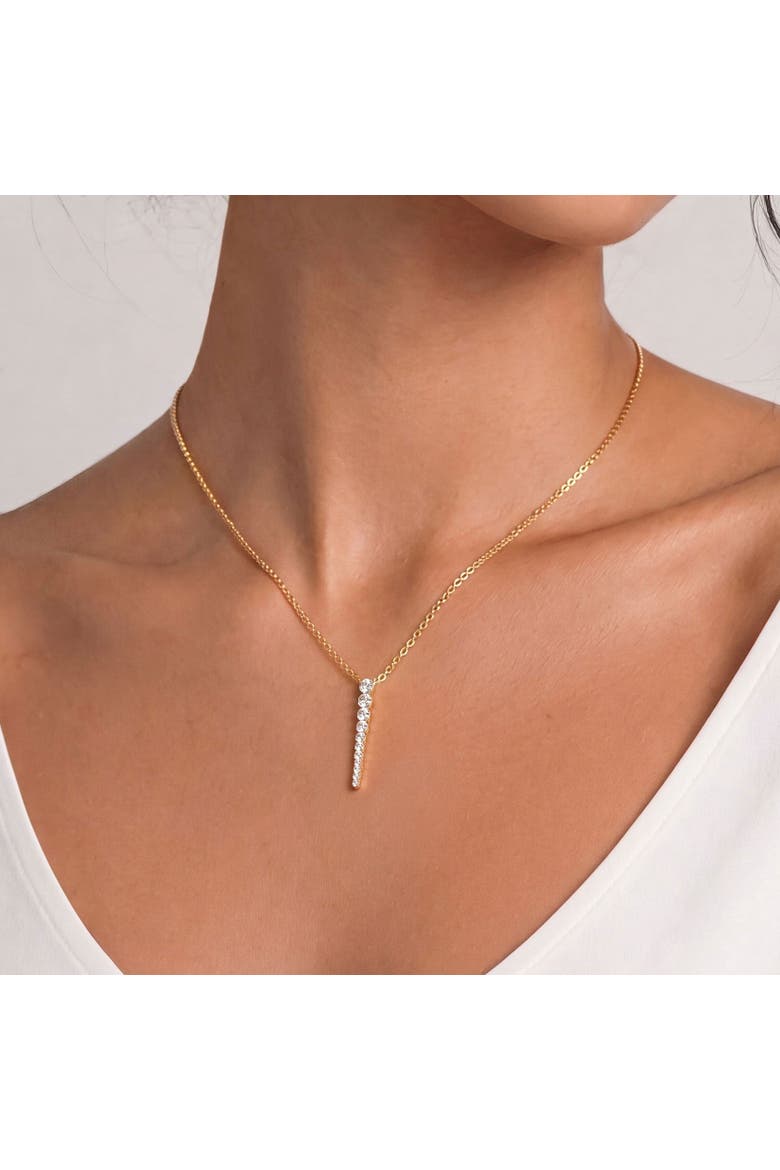 Graduating CZ Drop Necklace, Alternate, color, Gold Plated Sterling Silver