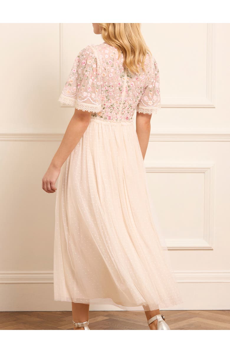 Needle & Thread Rosie Lace Bodice V-Neck Ballerina Dress, Alternate, color, Cream/Multi