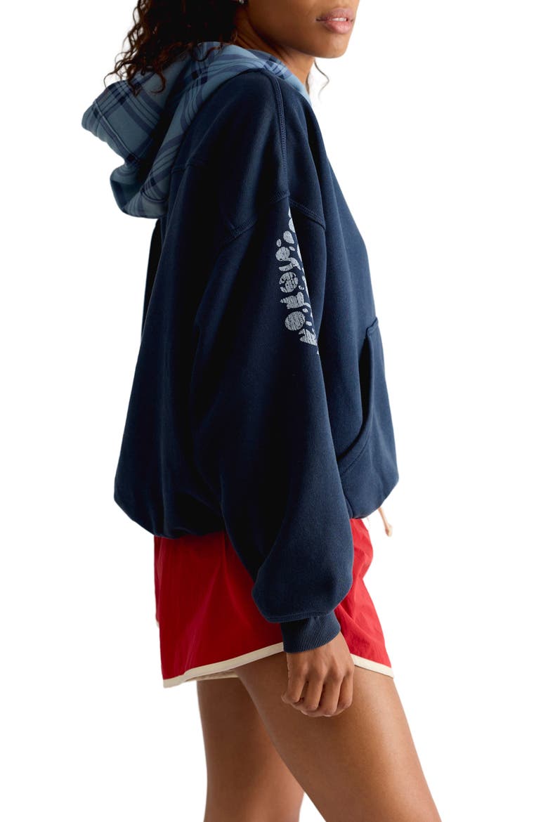 Plaid Hood Pullover Hoodie, Alternate, color, MIDNIGHT NAVY COMBO