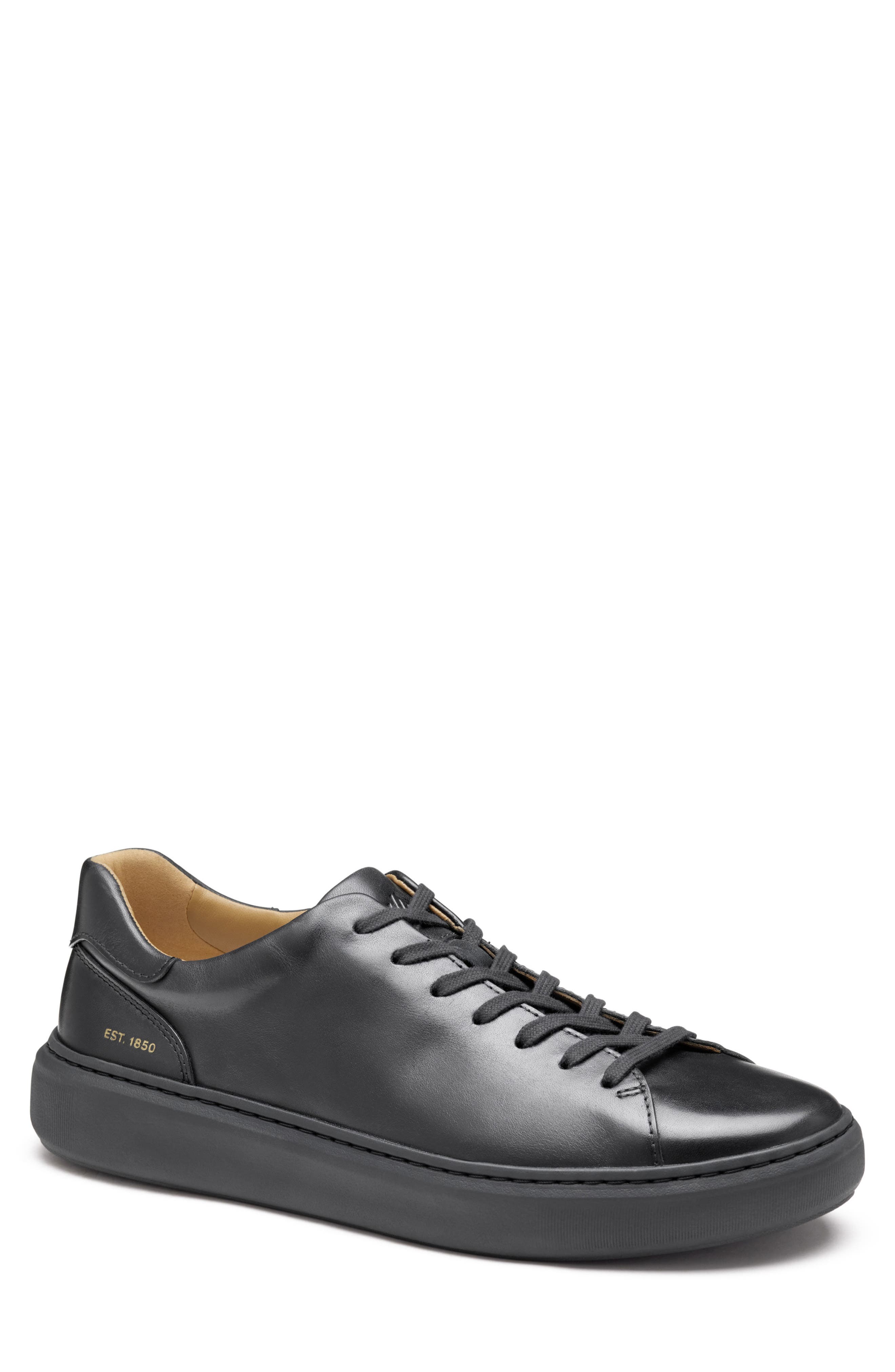 Johnston &amp; Murphy Anders Low Top Sneaker, Main, color, Black Full Grain