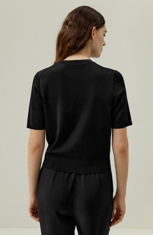 Lilysilk Sophisticated Dual-knit Silk T-shirt In Black