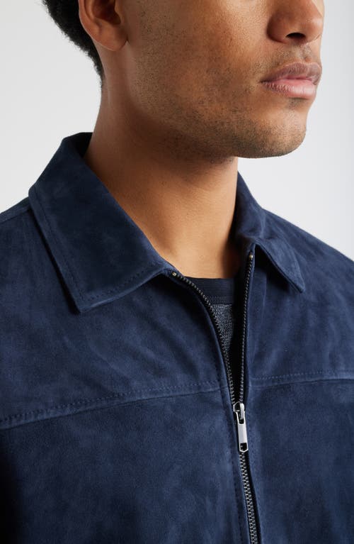 Nordstrom Suede Zip Front Jcaket In Blue