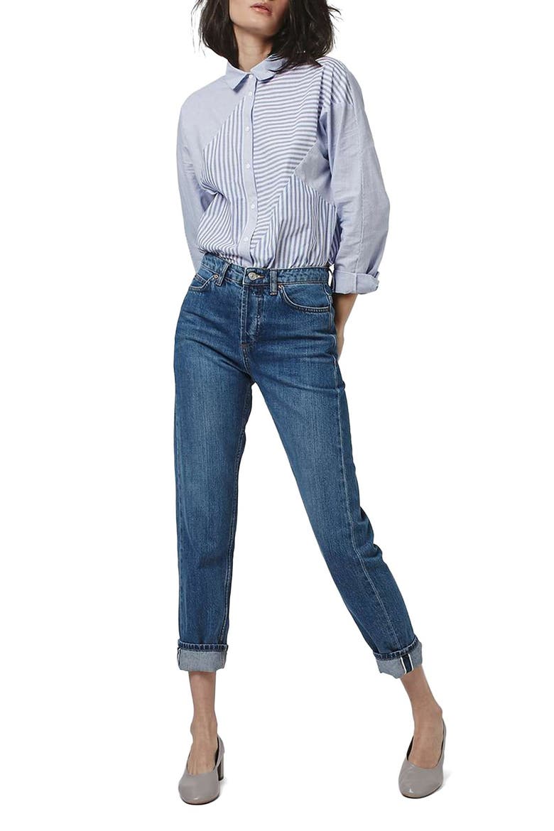 'Harper' Mixed Stripe Shirt, Alternate, color, LIGHT BLUE