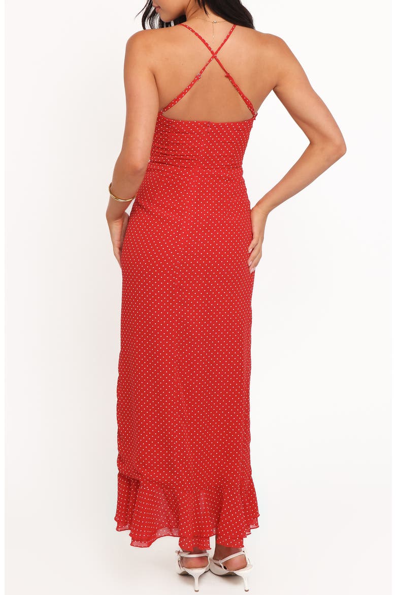 Judy Print Ruffle Maxi Dress, Alternate, color, RED POLKA DOT