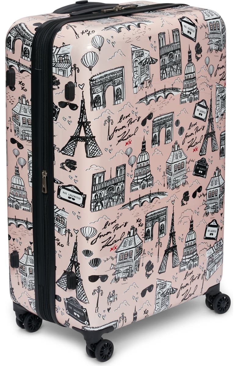 KARL LAGERFELD Karl in Paris Upright Suitcase, Alternate, color, Pink/Black