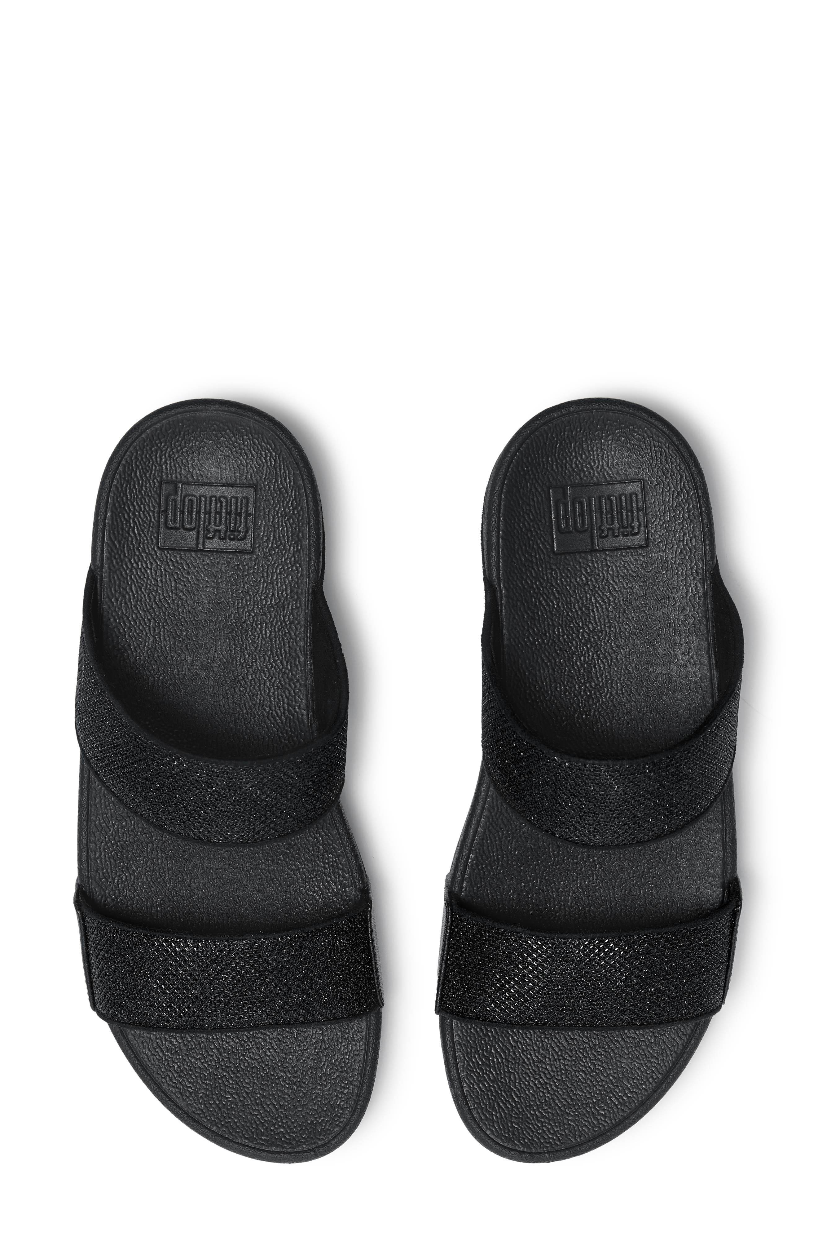 FitFlop Lulu ShimmerGlitz Slide Sandal, Alternate, color, Black