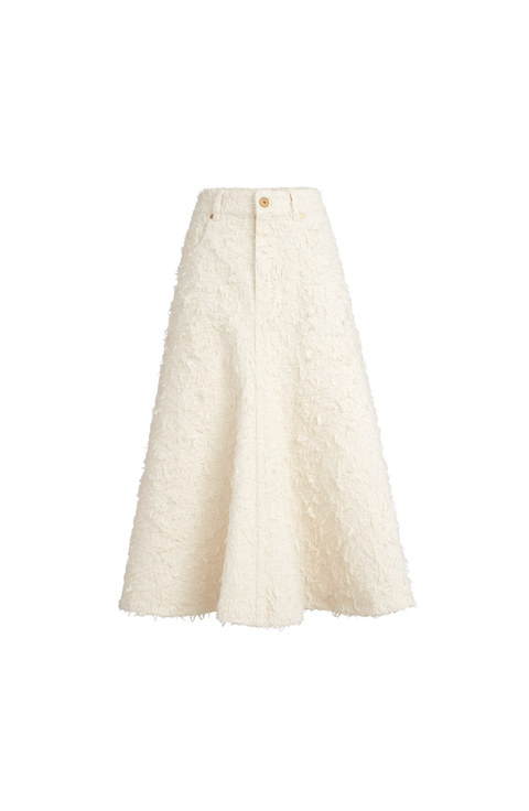 Five-pocket flared skirt