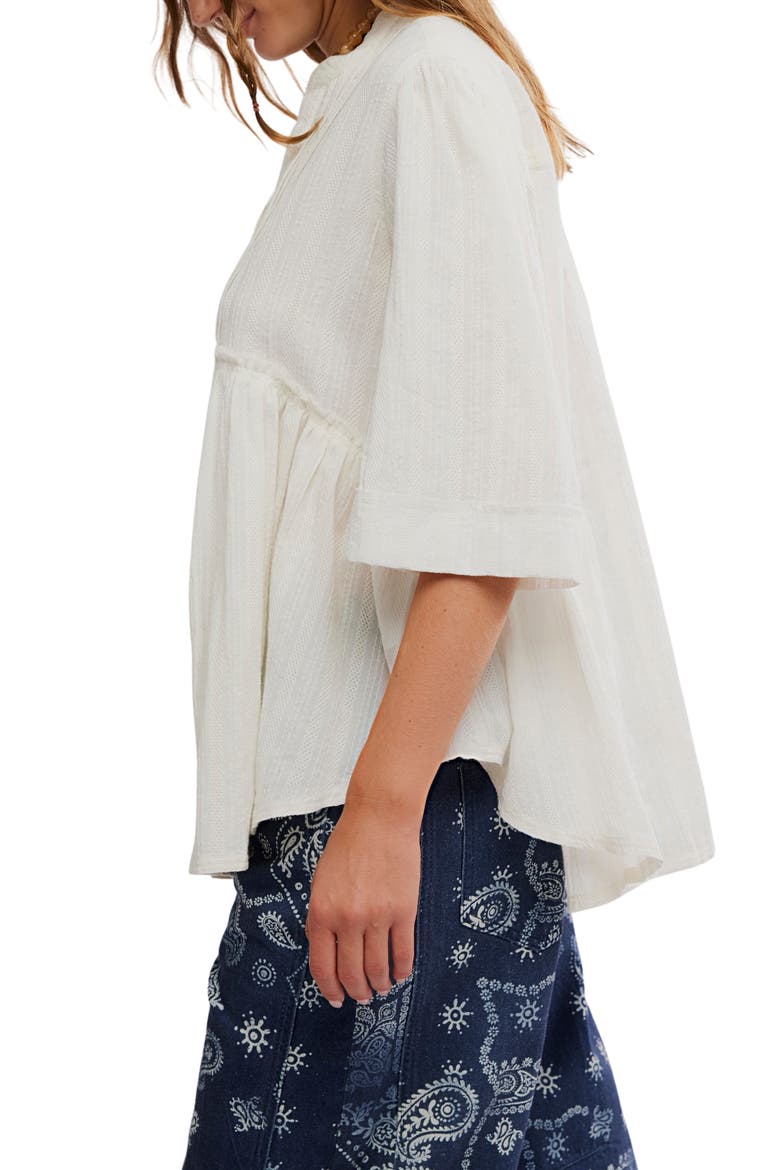 Willow Pintuck Cotton Button-Up Shirt, Alternate, color, IVORY