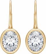 BY ADINA EDEN Lab Grown Diamond Oval Bezel Dangling Huggie Earring 14K