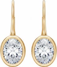 BY ADINA EDEN Lab Grown Diamond Oval Bezel Dangling Huggie Earring 14K