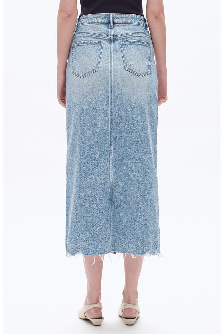 Raw Hem Denim Midi Skirt, Alternate, color, MEDIUM BLUE