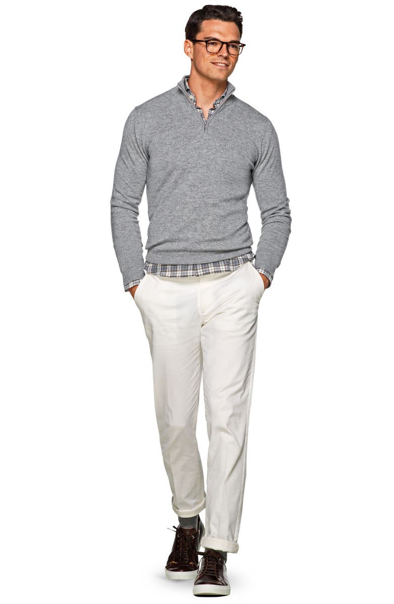 Suitsupply Wool & Cashmere Men's Half Zip Pullover, Alternate, color, 