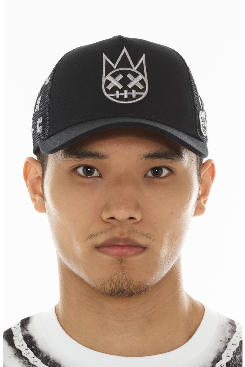Shimuchan Logo Embroidered Trucker Hat, Alternate, color, BLACK