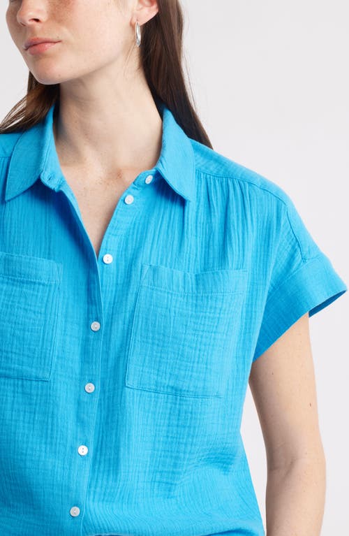 CASLONR CASLON(R) COTTON GAUZE BUTTON-UP SHIRT 