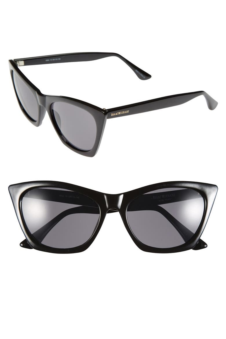 55mm Cat Eye Sunglasses, Main, color, BLACK