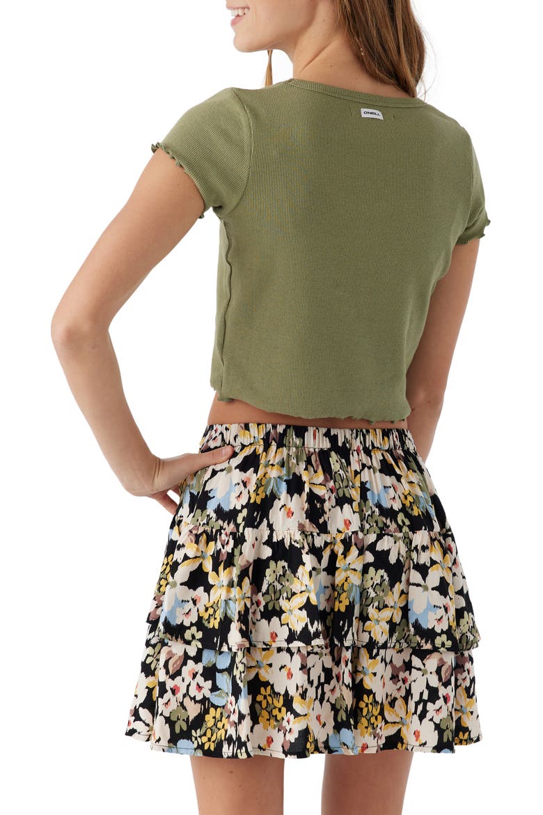 Kids' Joanna Floral Tiered Miniskirt, Alternate, color, BLACK
