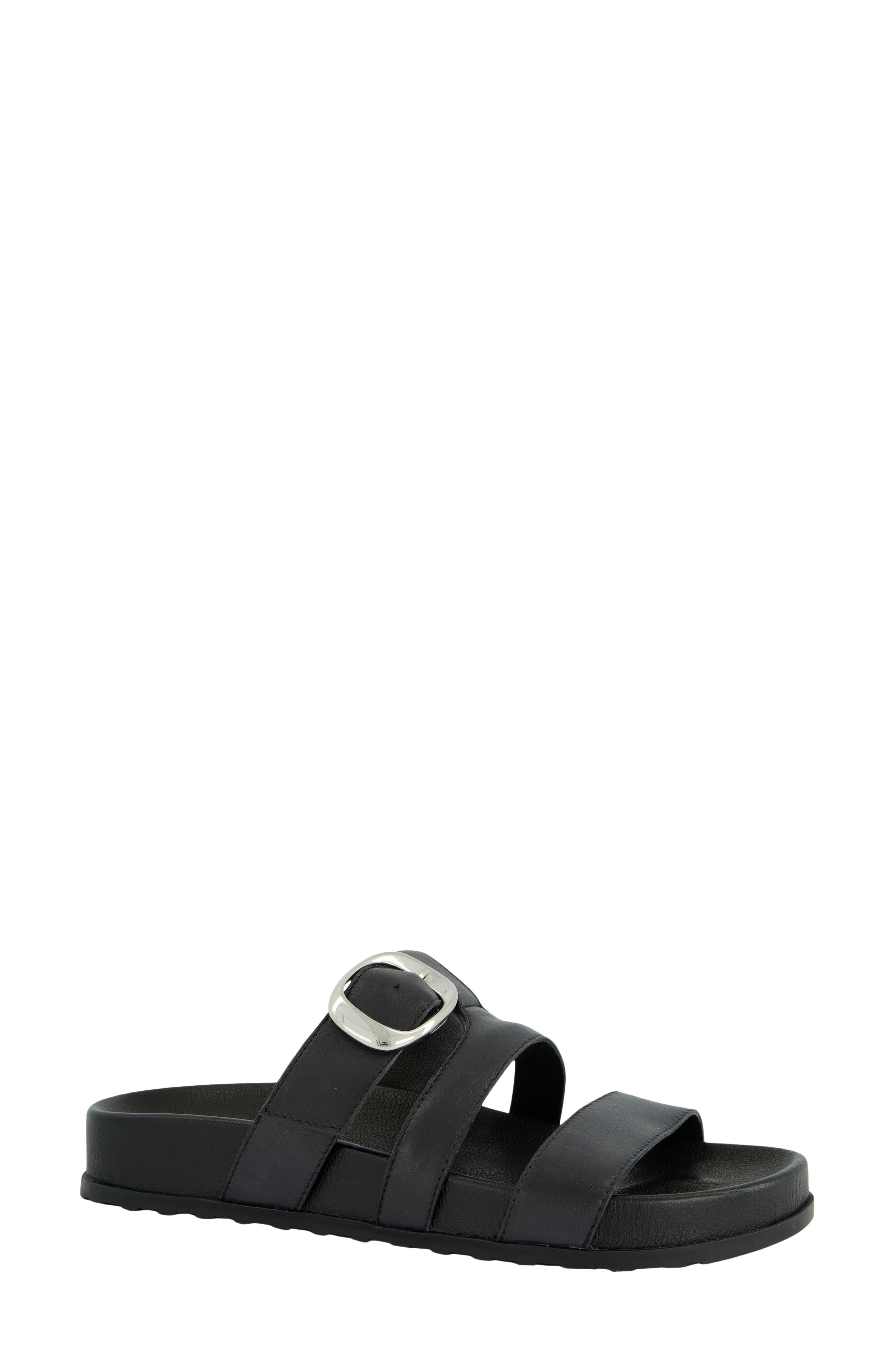 Paul Green Diego Platform Slide Sandal, Main, color, Black Soft Leather