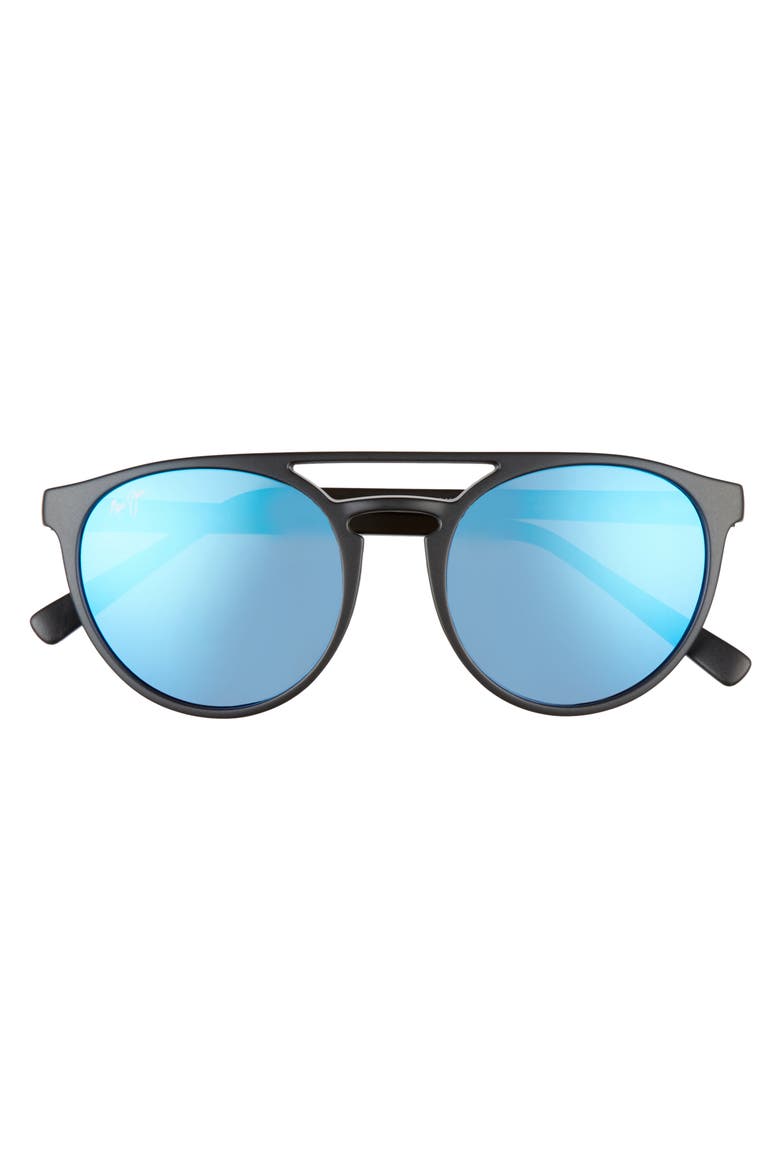 Ah Dang! 52mm PolarizedPlus2® Flat Top Sunglasses, Alternate, color, MATTE BLACK/ BLUE HAWAII
