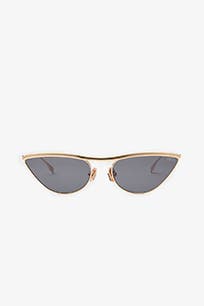Cat-eye sunglasses with gold frames. 