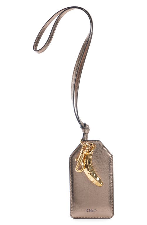 Chloé Banana Metallic Leather Bag Charm In 074 Shiny Grey