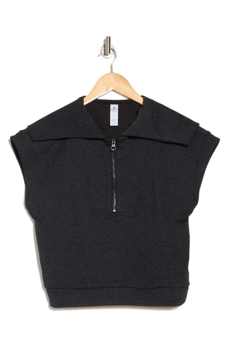 90 DEGREE BY REFLEX Monaco Scuba Knit Half Zip Pullover, Alternate, color, Heather Black