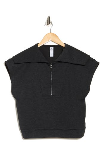 90 Degree By Reflex Monaco Scuba Half Zip Pullover In Heather Black