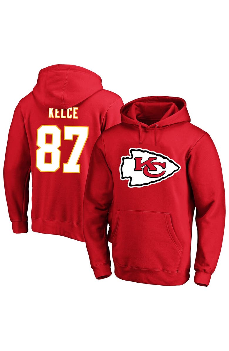 FANATICS Men's Fanatics Travis Kelce Red Kansas City Chiefs Big & Tall Name & Number Fleece Pullover Hoodie, Alternate, color, Red