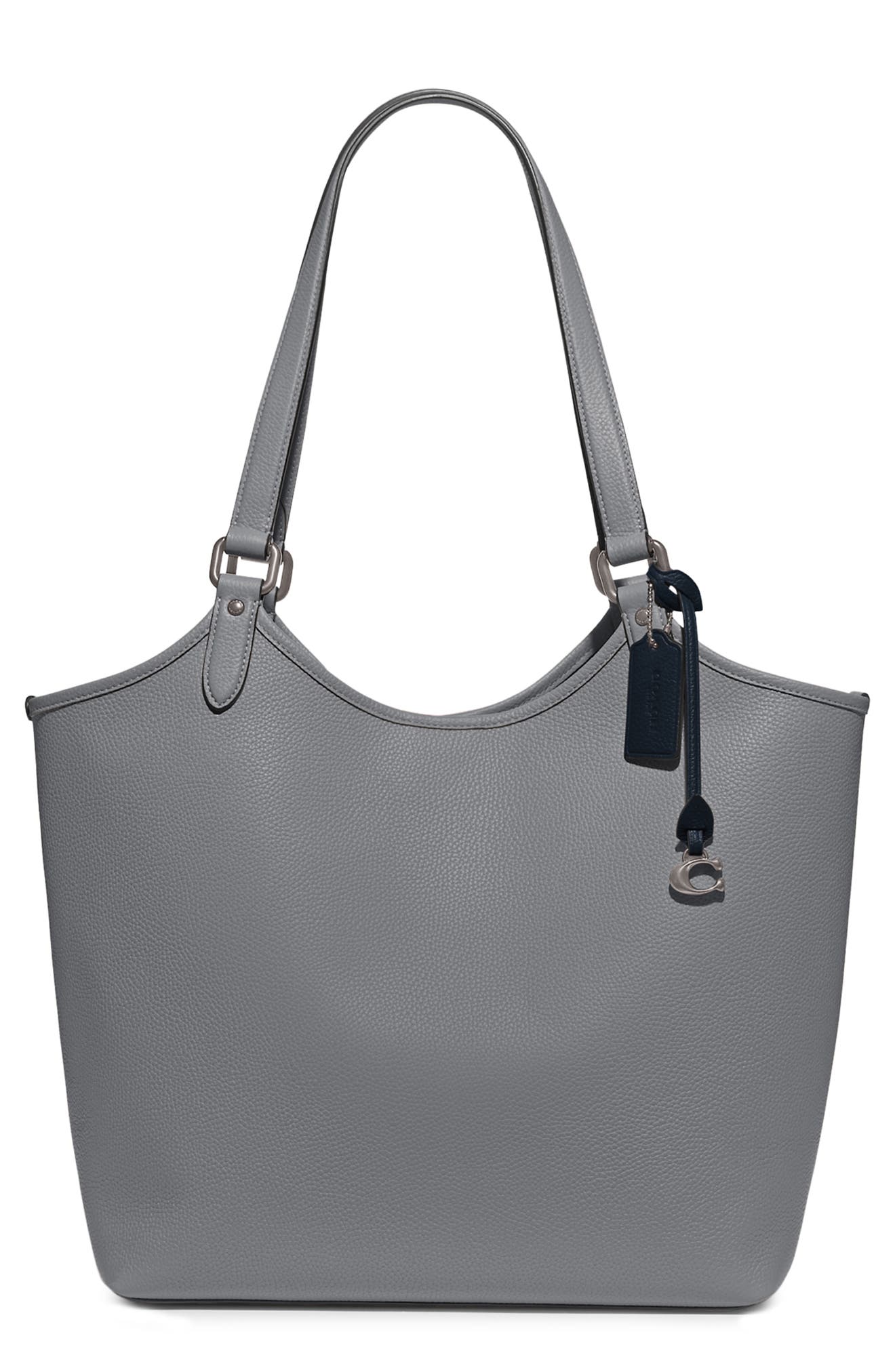 Polished Pebble Leather Day Tote, Main, color, LH/ GREY BLUE