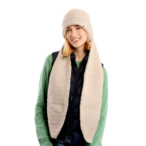 Nirvanna Designs Oversized Ear Beanie In Linen