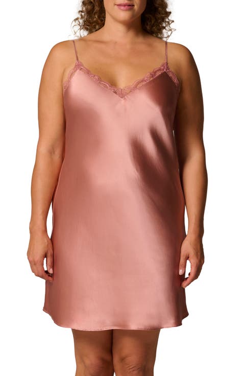 Love Me Night Lace Trim Silk Blend Chemise