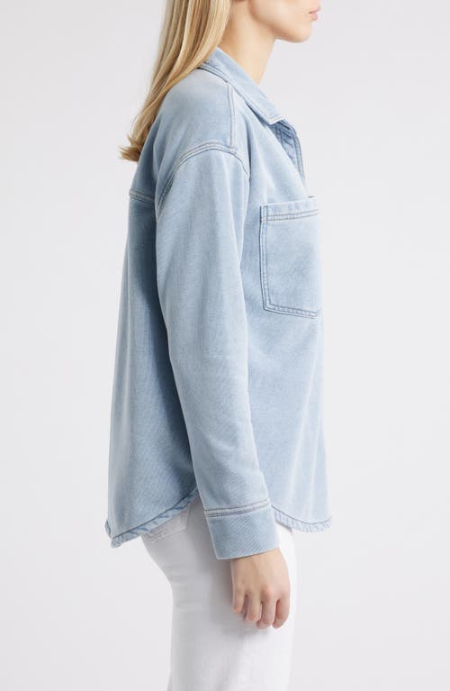 BEACHLUNCHLOUNGE BEACHLUNCHLOUNGE TANIA WASHED COTTON BLEND FRENCH TERRY BUTTON-UP SHIRT