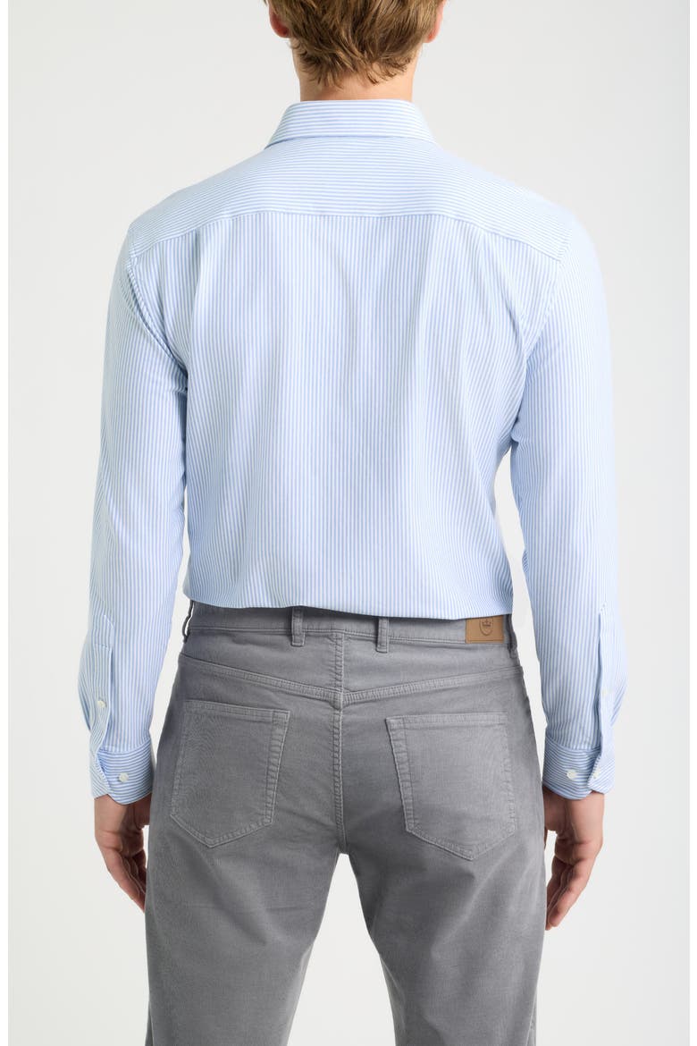 Excursionist Flex Tailored Fit Pinstripe Wrinkle Resistant Button-Up Shirt, Alternate, color, WINDY BLUE