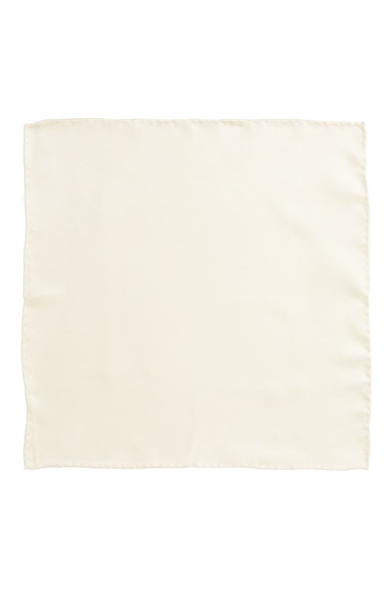 Men's Shop Silk Twill Pocket Square, Alternate, color, CREME