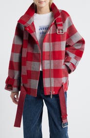 Damson Madder Polly Water Resistant Buffalo Check Wool Blend Jacket