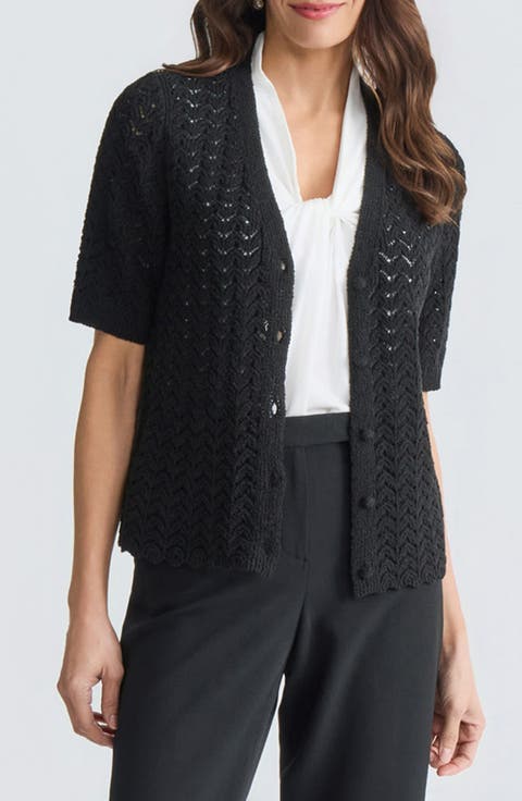 Texture Stitch Short Sleeve Cardigan