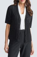 KASPER Texture Stitch Short Sleeve Cardigan