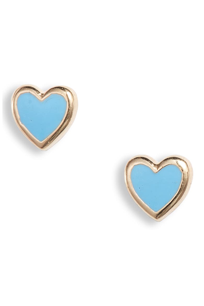 Blue Heart Stud Earrings, Main, color, BLUE