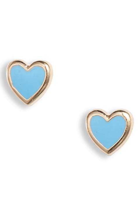 Blue Heart Stud Earrings