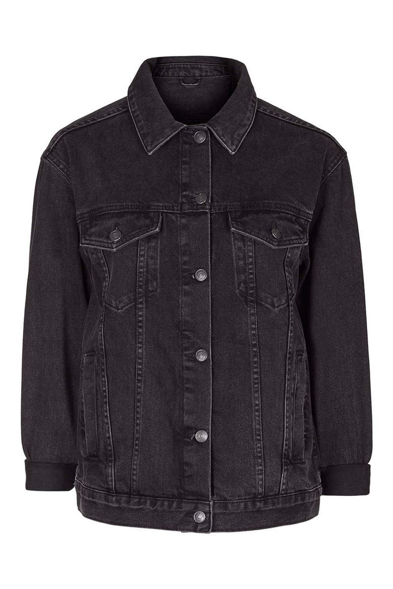 Oversize Denim Jacket, Alternate, color, BLACK