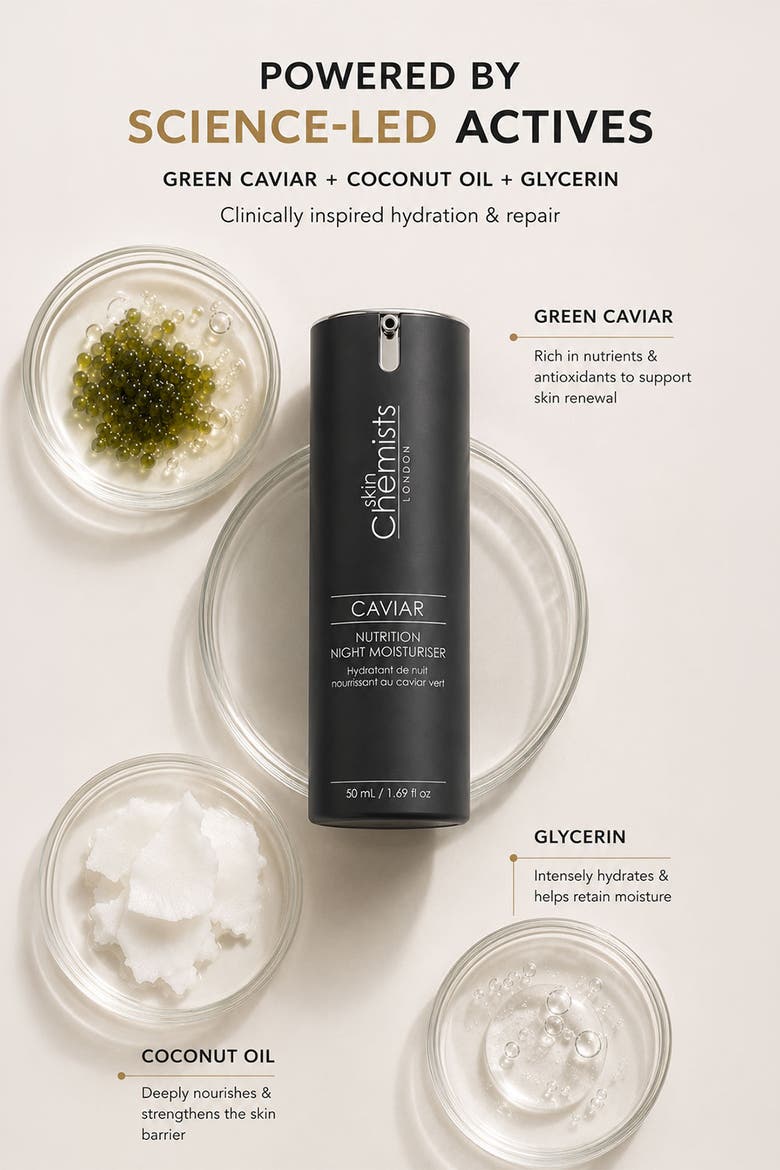Caviar Nutrition Night Moisturiser 50ml for Anti-Aging, Brightening, Alternate, color, White
