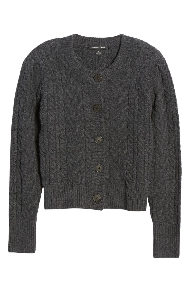 Something Navy Crewneck Cable Cardigan, Alternate, color,