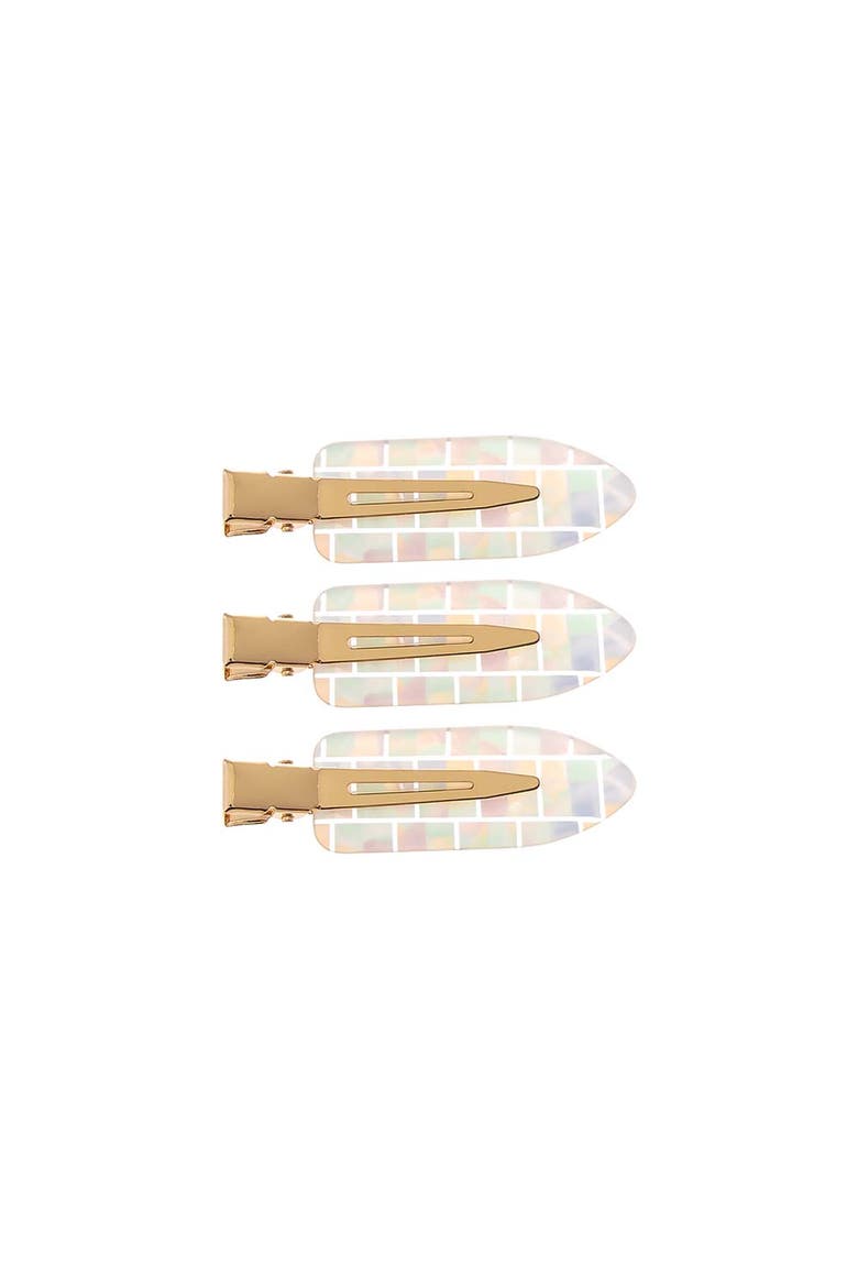 Iridescent Pastel Creaseless Clip Set, Main, color, White