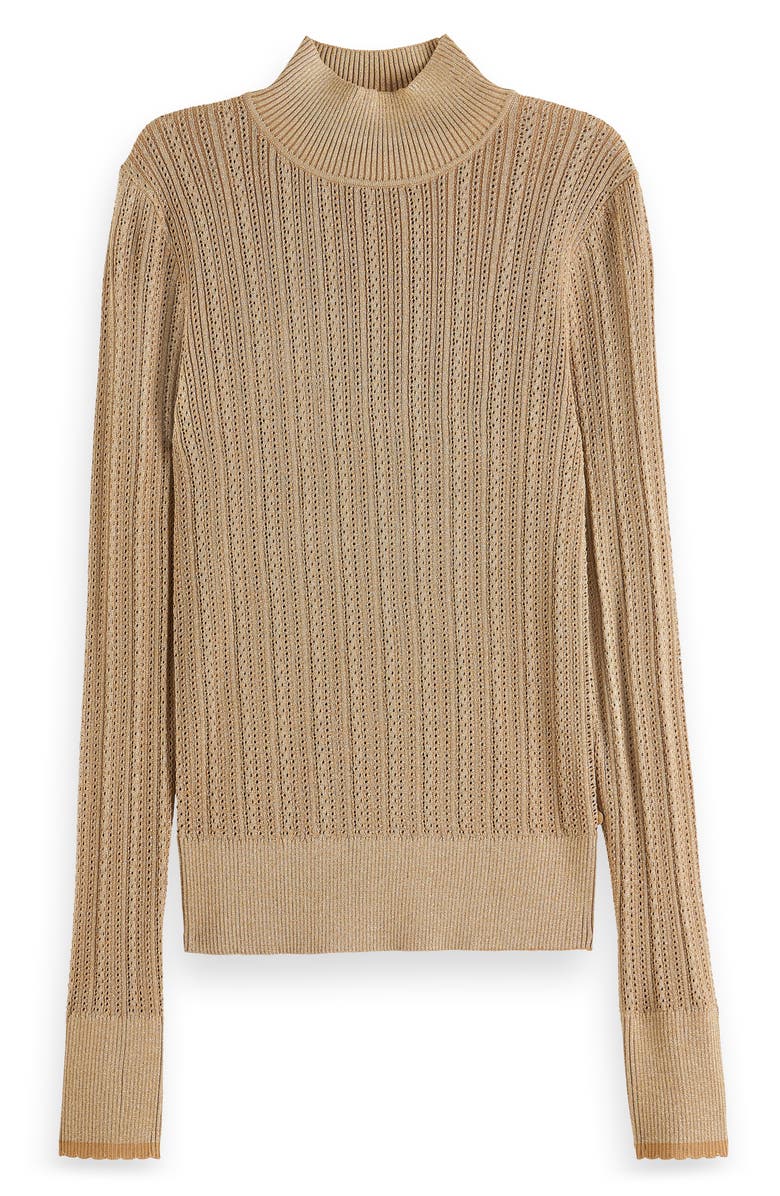 Scotch & Soda Metallic Pointelle Turtleneck Sweater, Alternate, color, 